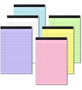 6 Pack Note Pads 5 x 8 Inch Colored Small Legal Pads 5 x 8 Pink Notepad Perforated Writing Pads L...