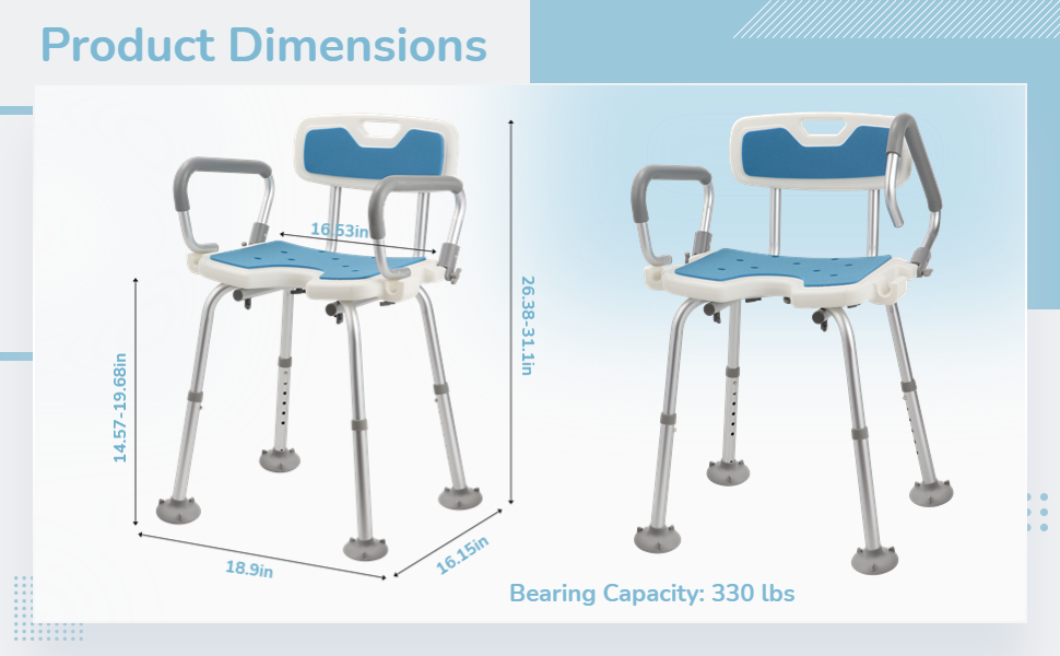 Shower Chair with Arms for The Aged, Heavy Duty Bath Chair