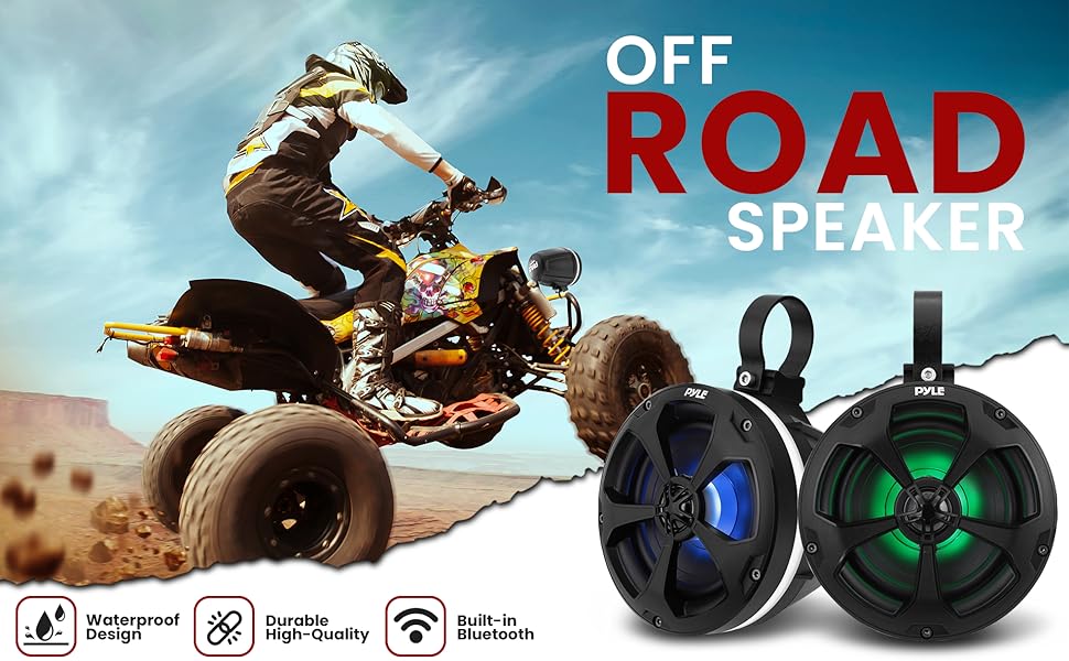 PLUTV55BTR; 2-way; waterproof; off road speaker; ATV/UTV; RGB light; marine; grade; full range;