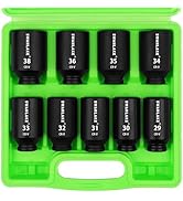 SWANLAKE 9PCS 1/2" Metric Impact Socket Set, Spindle Axle Nut Impact Socket,29mm-38mm,CR-V