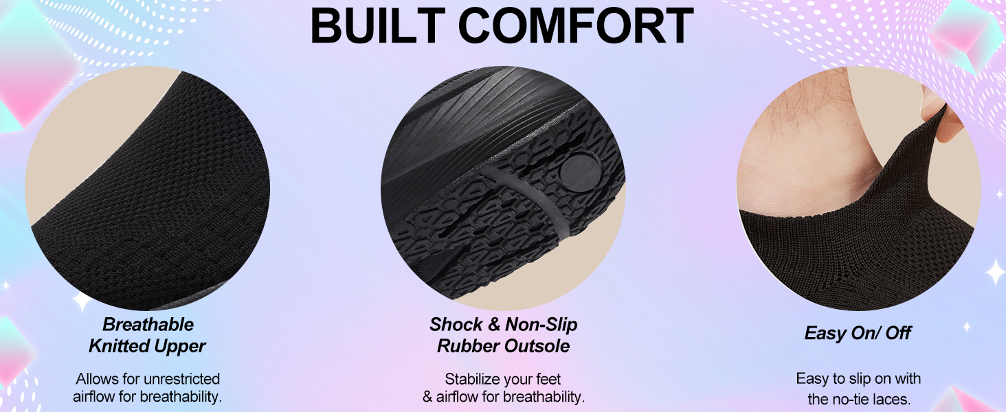 Women's Wide Slip On Walking Shoes Non-Slip Socks Shoe