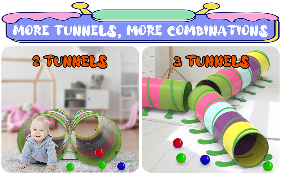 Kids Play Tunnel for Toddlers 13 Caterpillar Pop Up Baby Tunnel for Kids to Crawl