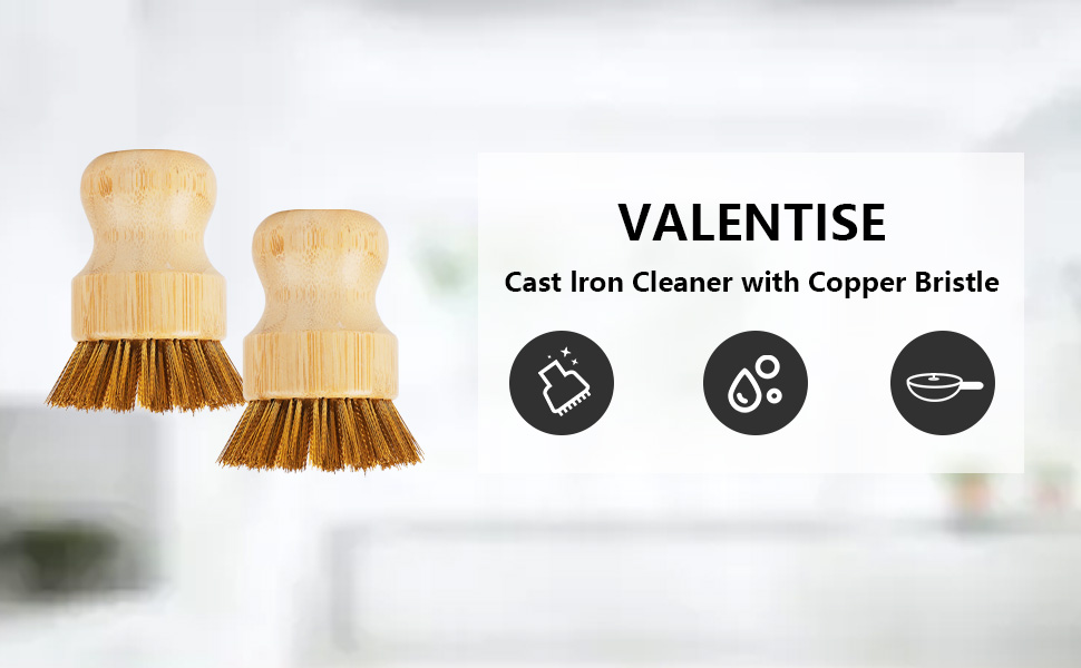 copper bristle cast iron cleaner scrubber brush