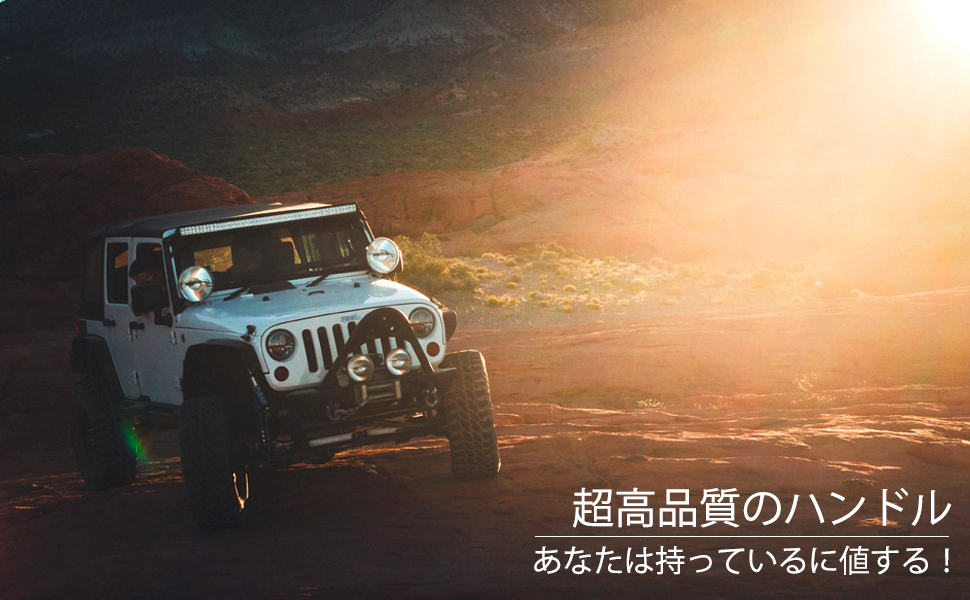 ジープラングラーのハンドルをつかむ