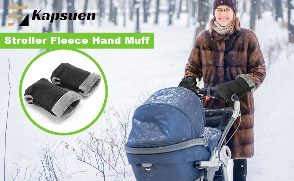 SPRING PARK Lamb Wool Stroller Hand Muff, Winter Anti-Freeze Gloves For