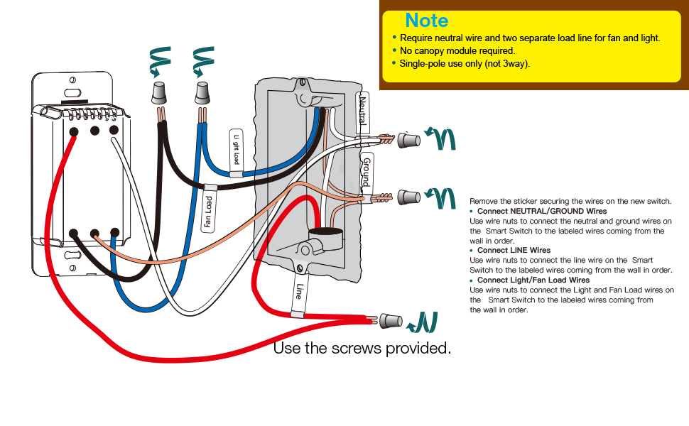 Humpptom Smart Ceiling Fan Control and Dimmer Light Switch,Single Pole WiFi Fan and Light