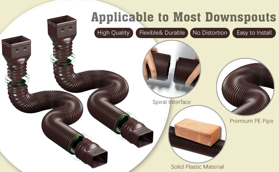 Flexible Gutter Downspout Extensions 2 Pack Down Spout Drain Extender