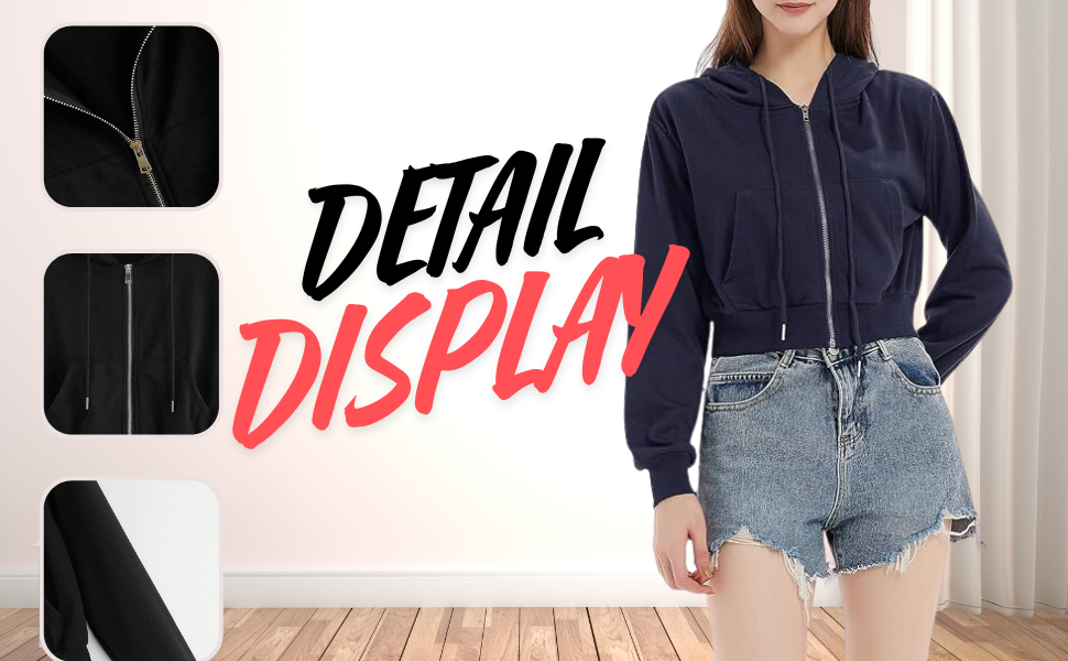 Zip Up Hoodie Women Hoodies for Teen Girls Crop Long Sleeve Sweatshirt Trendy Y2K Crop Tops Jacket