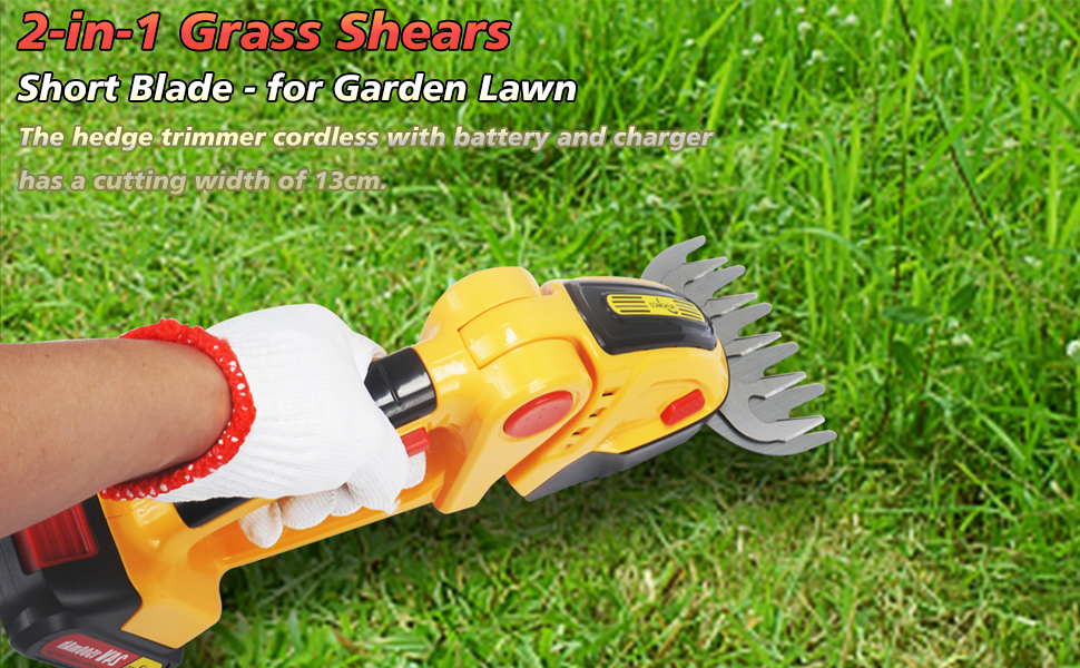 Cordless Grass Shear, 2in1 Hedge Trimmer 24V Electric Battery Shrub