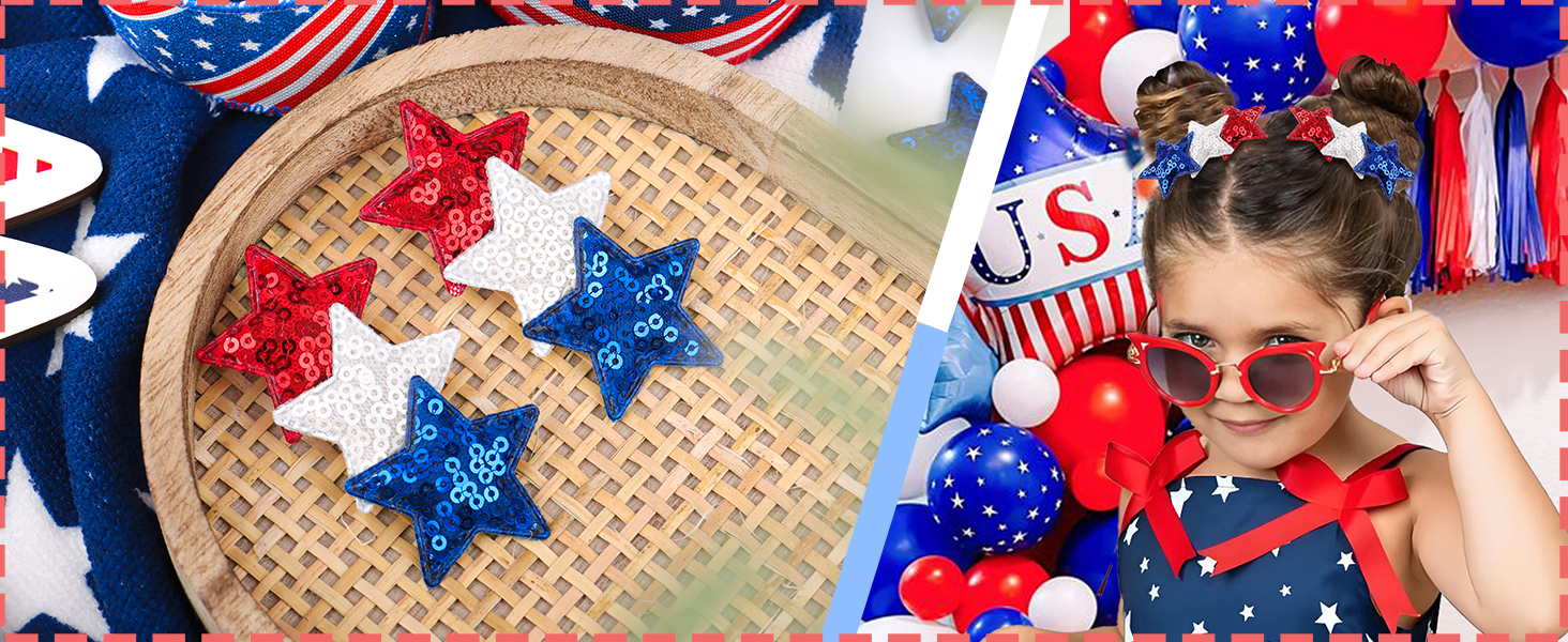 girls hair clips for Forth of July