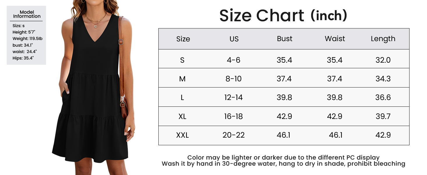 QACOHU Women's Summer Dress Casual V Neck Sleeveless Sundress Loose