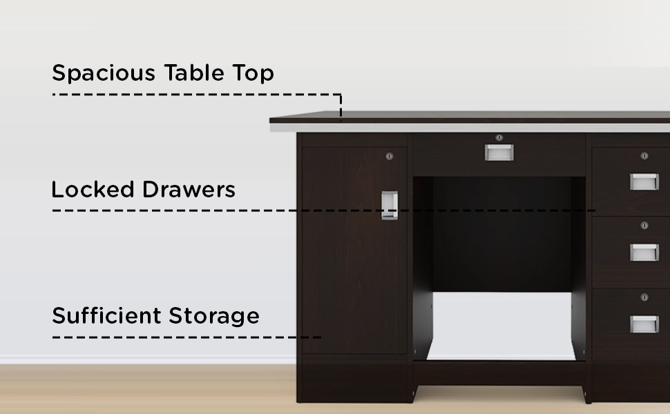 Nilkamal Recardo Engineered Wood Office Desk and Study Table with 4