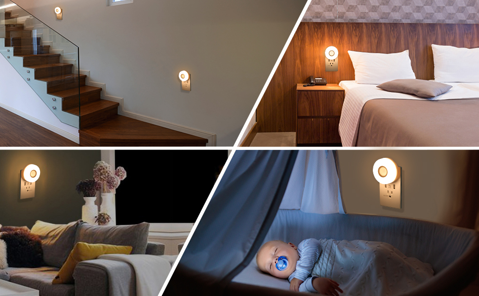 YELKO Night Lights Plug Into Wall,200 Lumen Super Bright