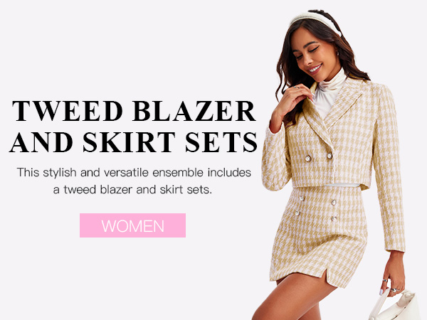 スーツ Doublic Tweed Crop Jacket + Skirt Suit Set S1dcd295efbd24ef3a1490be340dc5