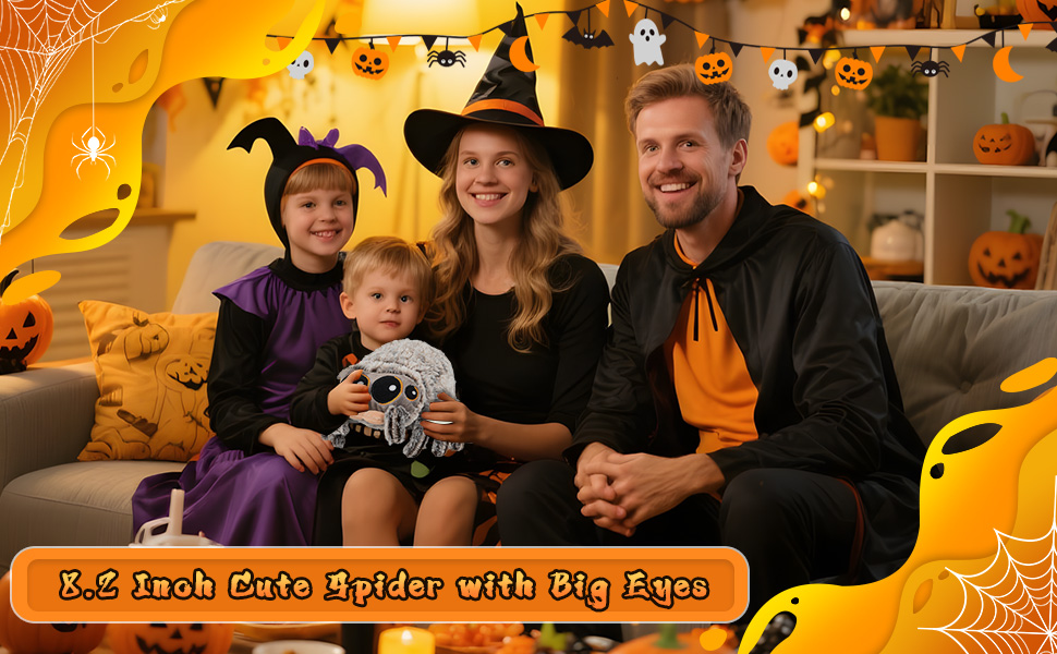 Group gathering scene with warm orange lighting and Halloween decorations, showing communal entertainment setting.