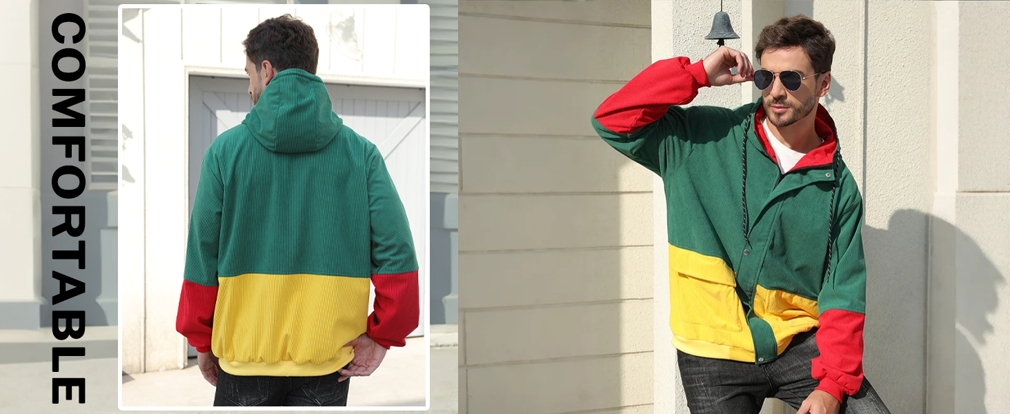 Men's Retro Jacket which Features A Retro-inspired Color Block Design