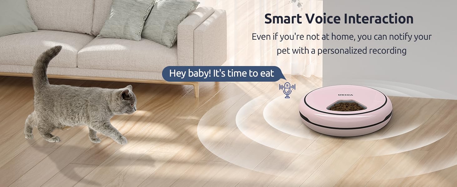 ORSDA Automatic Cat Feeder Wet Food/Dry Food, 5 Meal Timed