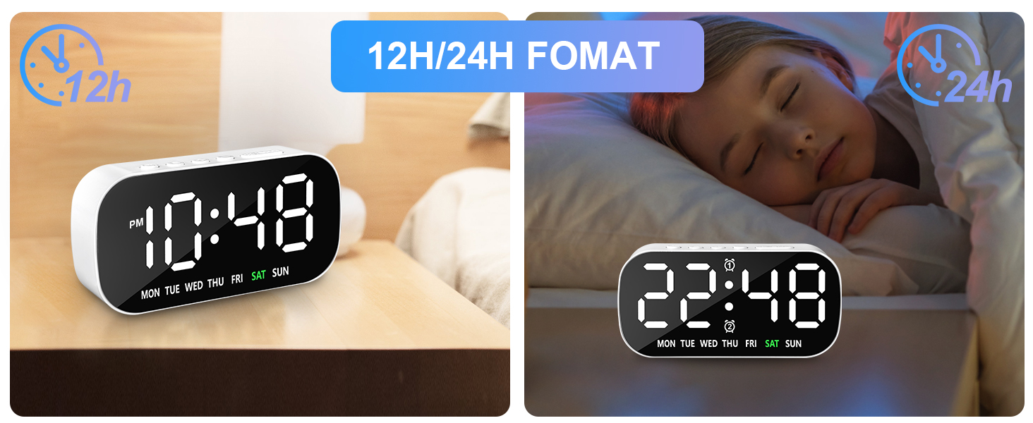 Small Digital Alarm Clocks for Bedrooms, 5 Levels