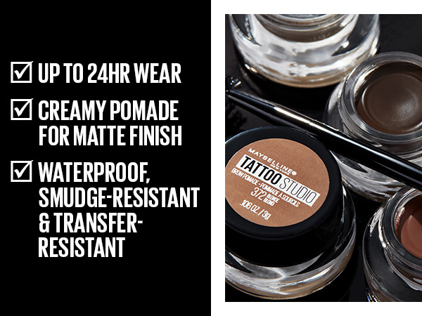 up to 24 hr wear, creamy pomade for matte finish, waterproof, smudge resistant & transfer resistant