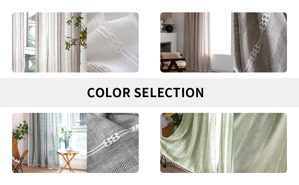 TOPSMCHER Boho Curtains for Living Room 63 Inches 2 Panels