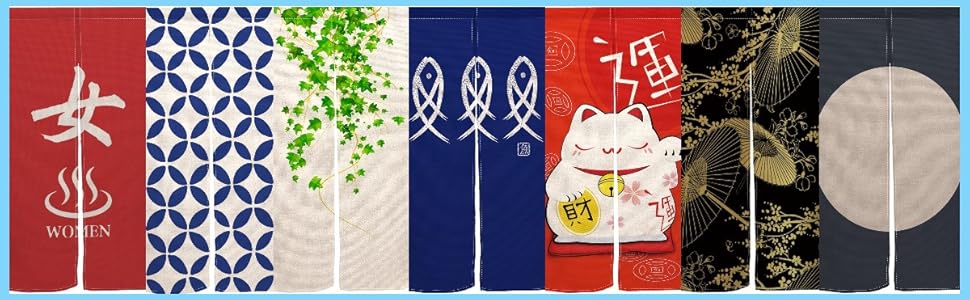 Amazon｜Qinunipoto のれん 寿司屋 和風 魚屋 暖簾 幅85×丈150cm