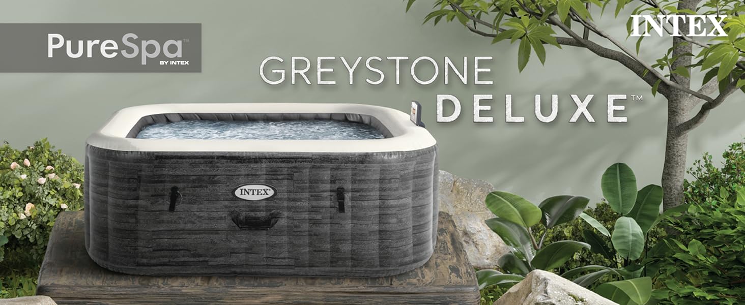 INTEX 28451EP PureSpa Greystone Deluxe Spa Set Includes Energy