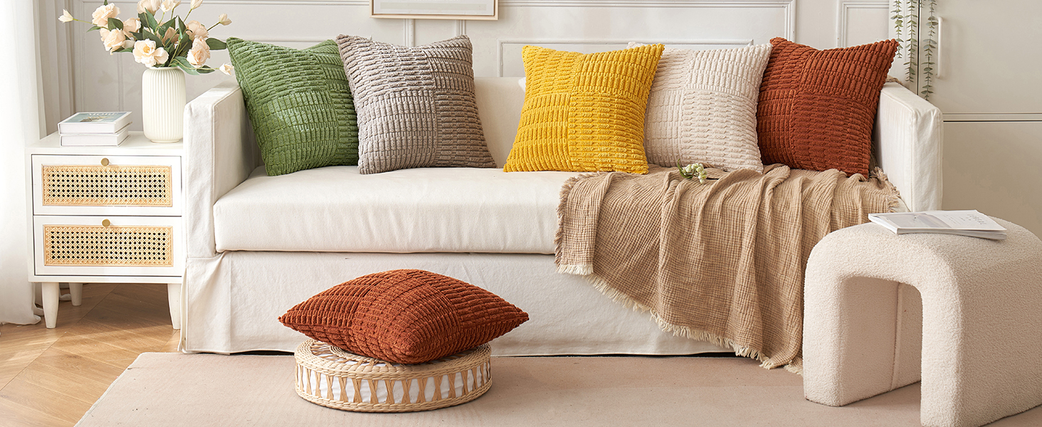 MIULEE Sage Green Corduroy Pillow Covers Pack of 2 Boho