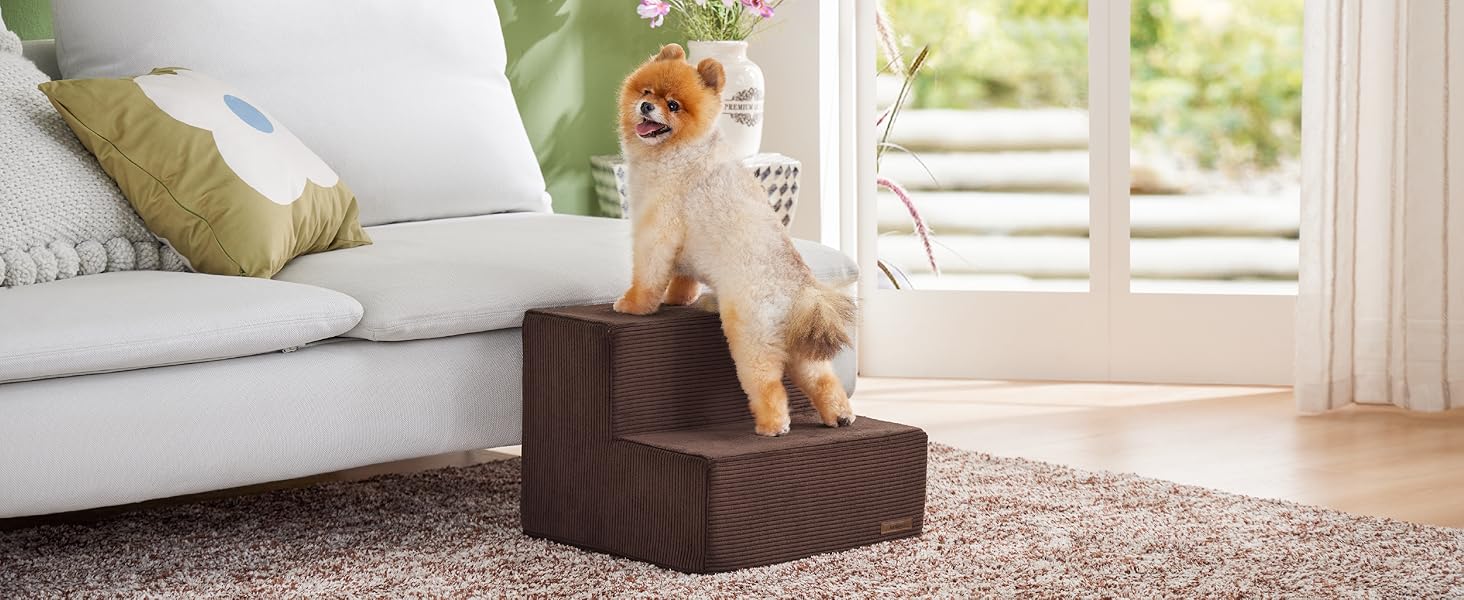 Lesure Dog Stairs for High Beds and Couch Extra Wide Pet