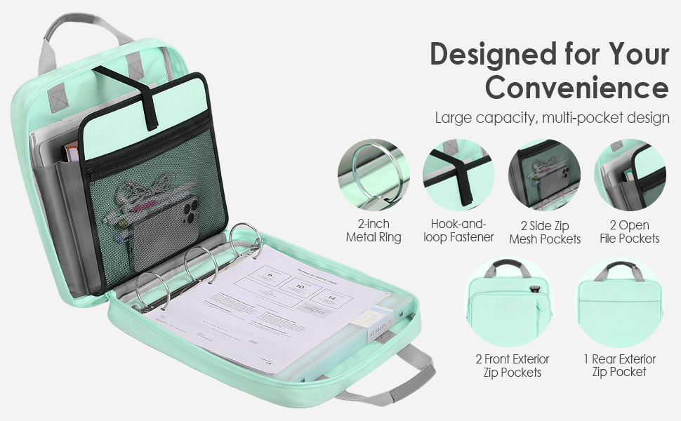 MoKo Zipper Binder, 2 inch 3 Ring Binder with Zipper, 500 Sheet