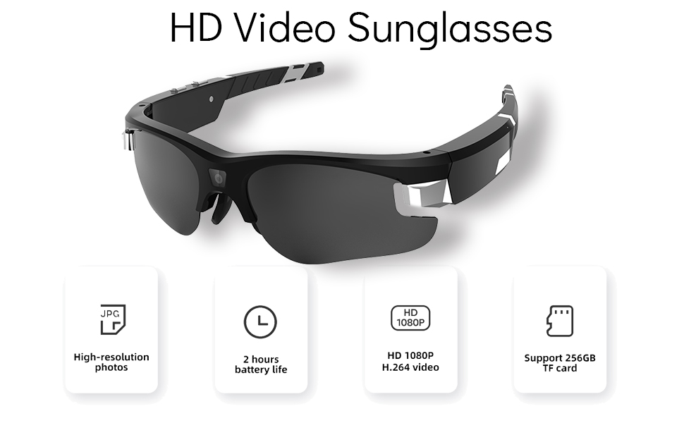 RERBO Camera Sunglasses Videoing 1080P Full HD Video Recording Glasses with