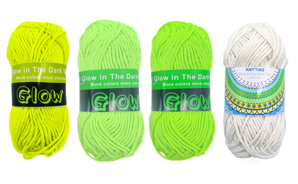 4 Pcs Glow in The Dark Yarn, Sewing Supplies,(55yd 50m) for