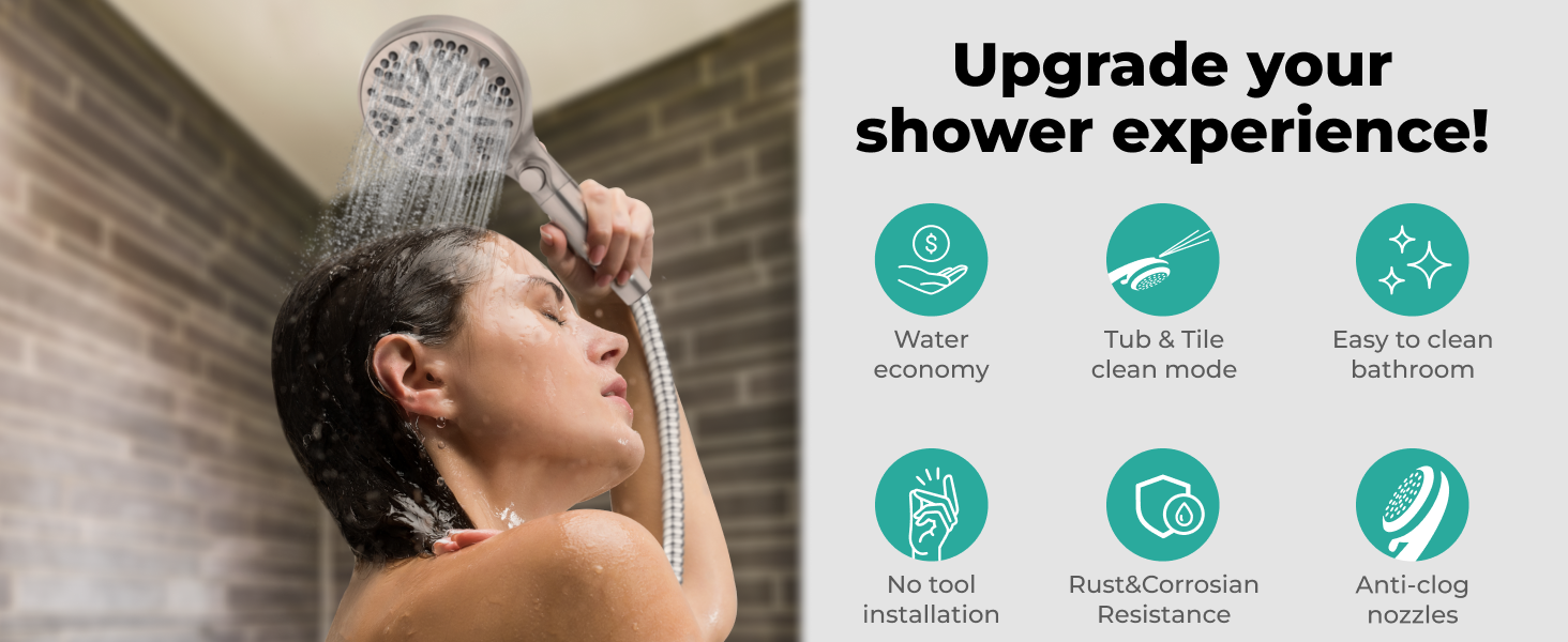 Lokby Water Saving Shower Head and Hose Set 10 Settings Buildin 2