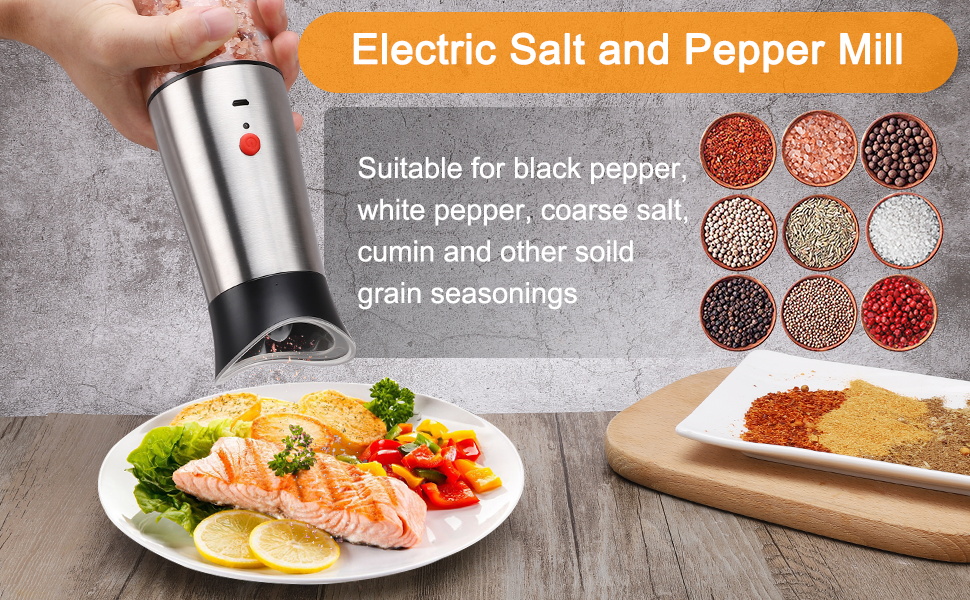 Electric Salt and Pepper Grinders Rechargeable USB Gravity Pepper