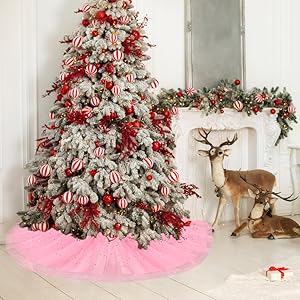 Christmas Tree Skirt Ruffle Glitter Shiny