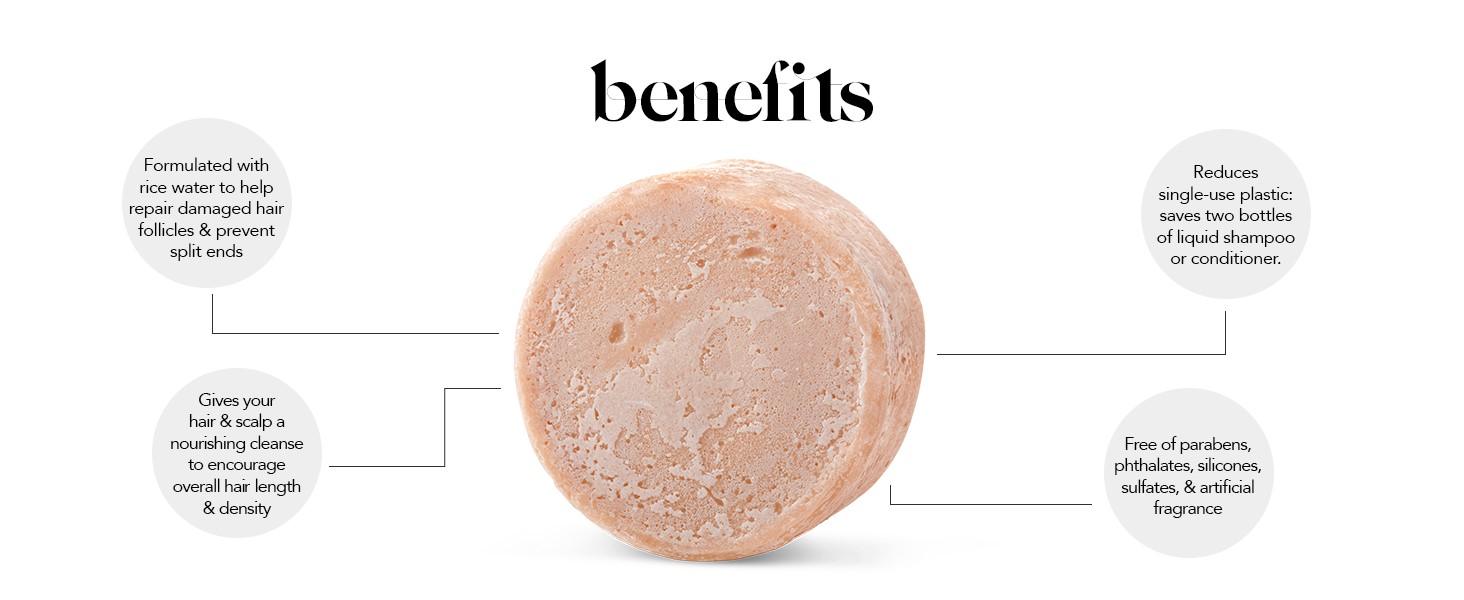 Kitsch Hair Growth Rice Shampoo Bar for Strengthening Helps Dry Hair Made in US All