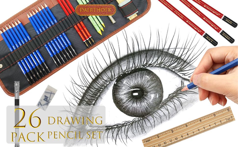 Drawing Pencils, Art Supplies Sketch Pencils Kit for Adults,Charcoal Sketching Graphite Pencil Set
