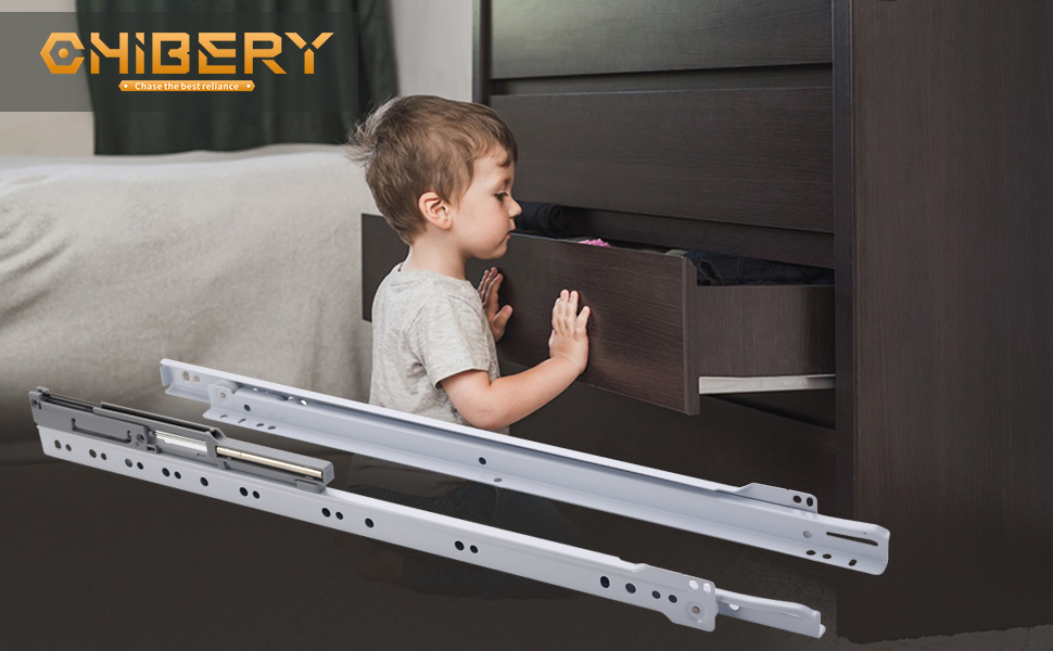 Chibery Soft Close Drawer Slides,1 Pair of 22 Inch Bottom Mount
