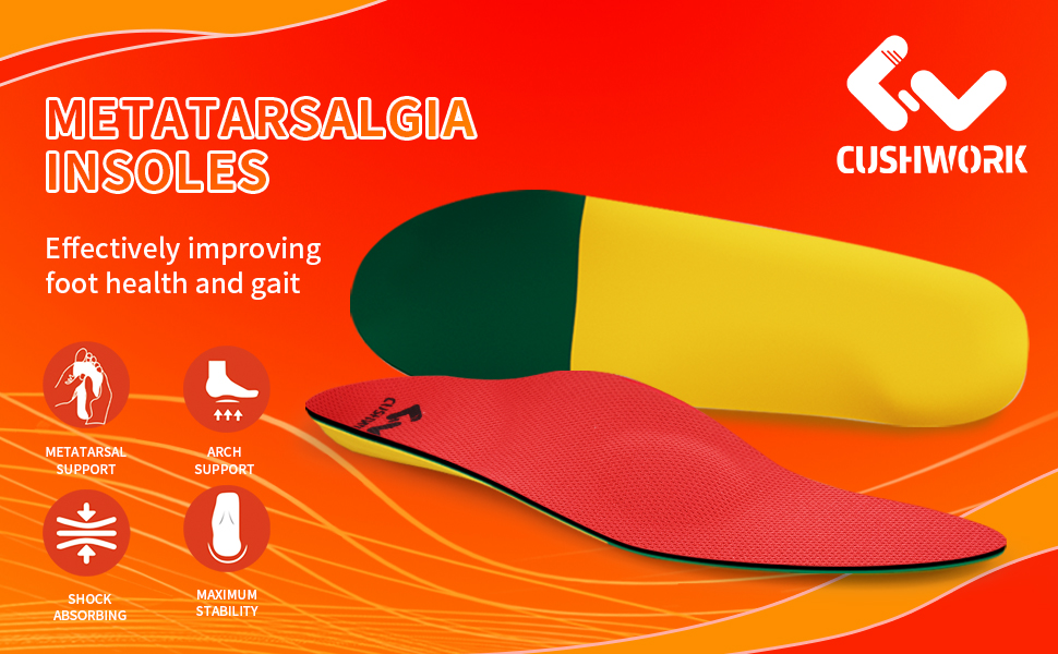 CUSHWORK Metatarsalgia Insoles for Ball of Foot Pain,Morton's Neuroma