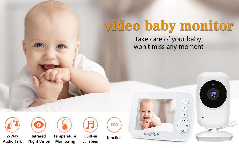 Video Baby Monitor with Camera,Baby Camera with No Glow Infrared Night