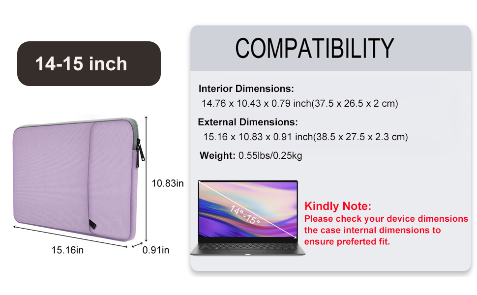 14 Inch Laptop Case Sleeve Computer Bag for HP Dell Lenovo