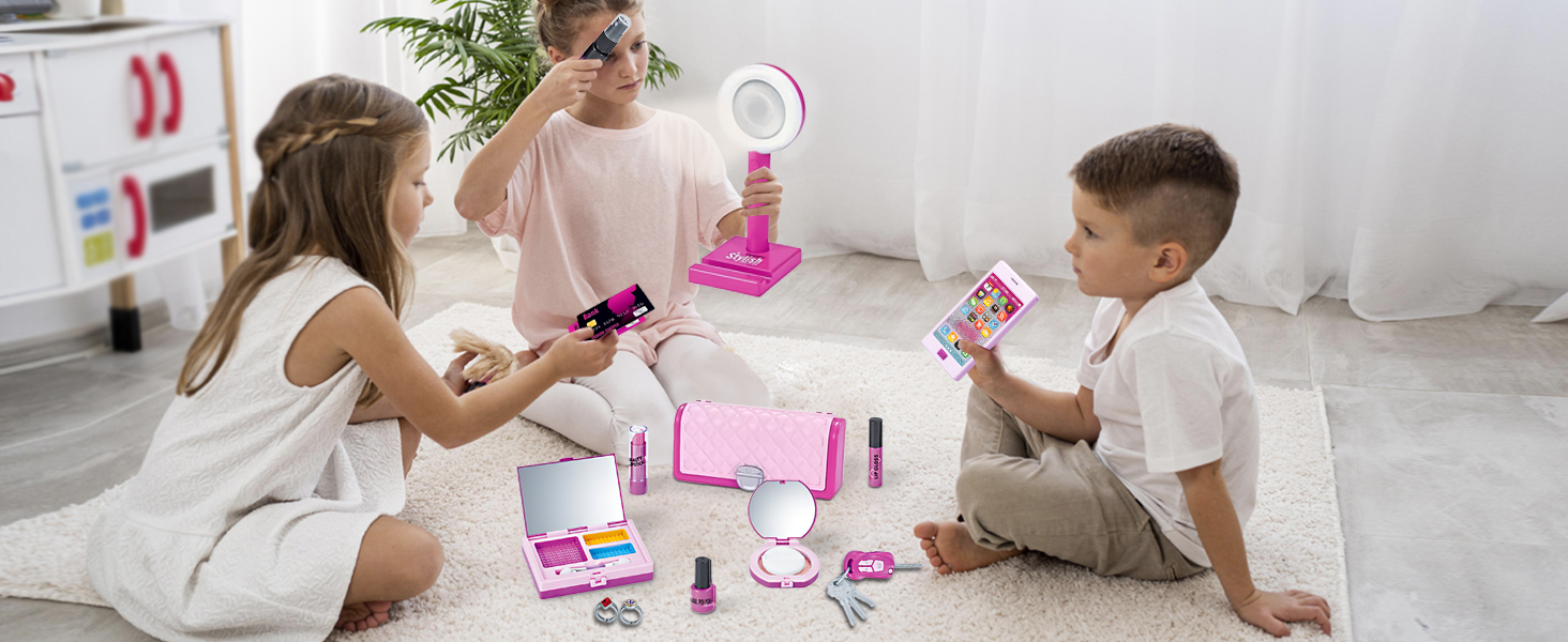 beauty set makeup salon hair brush kit blusher nail paint lipstick carry bag pallette princess girl