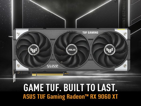 ASUS Radeon RX9060XT 16GB OC 3ファン ASUS、「Radeon RX 9060 XT」の16GB版を搭載したビデオカード