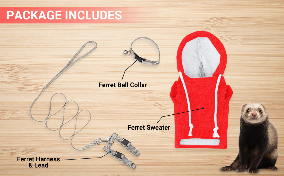 Red Ferret Sweater, Harness, and Leash Set Ferret