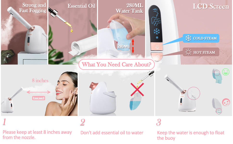 Facial Steamer, Villsure Hot/Cool Face Steamer with