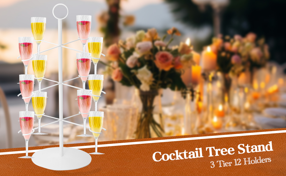 Xeceor Champagne Tower, 3 Tiers 12 Brackets Cocktail Tree