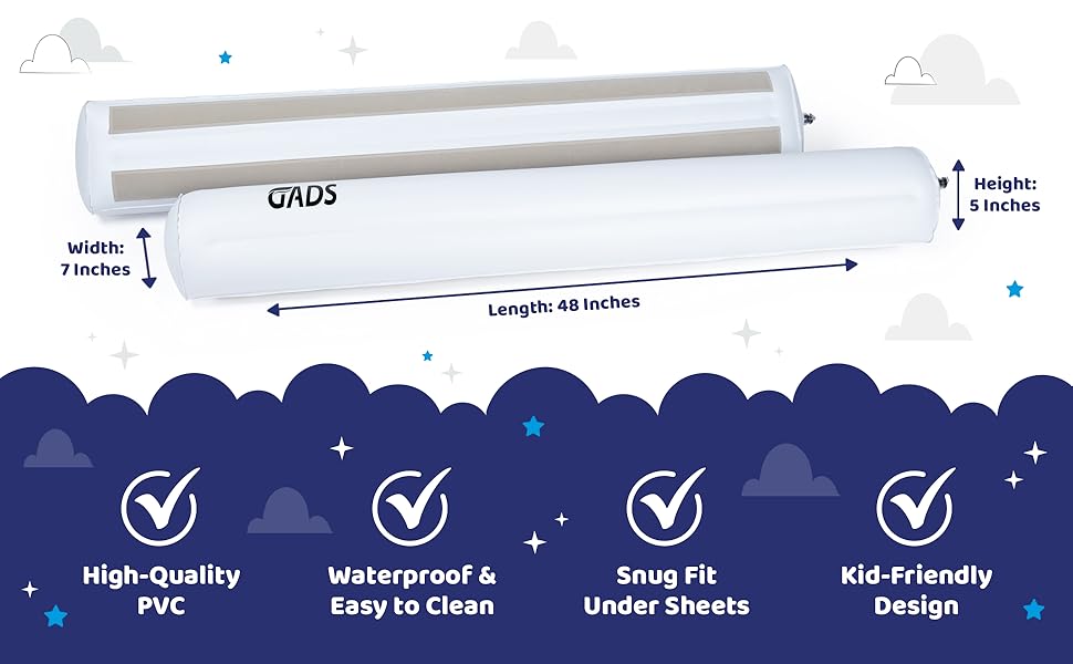 2Pack Inflatable Bed Rails for Toddlers Secure Travel Bed Bumpers