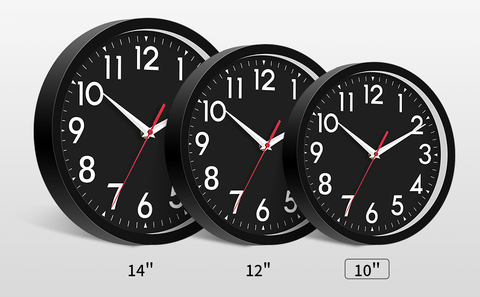 DAXSMY Wall Clock, Black Wall Clocks Battery Operated Small