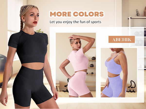 Amazon.com: ABEHIK Women Workout Sets 3PCS Seamless Yoga Outfit