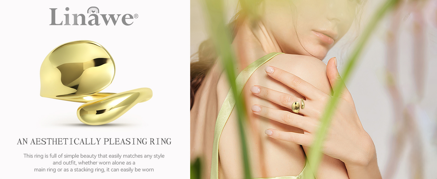 Linawe Adjustable Spoon Rings for Women Thumb Finger Midi Chunky Rings