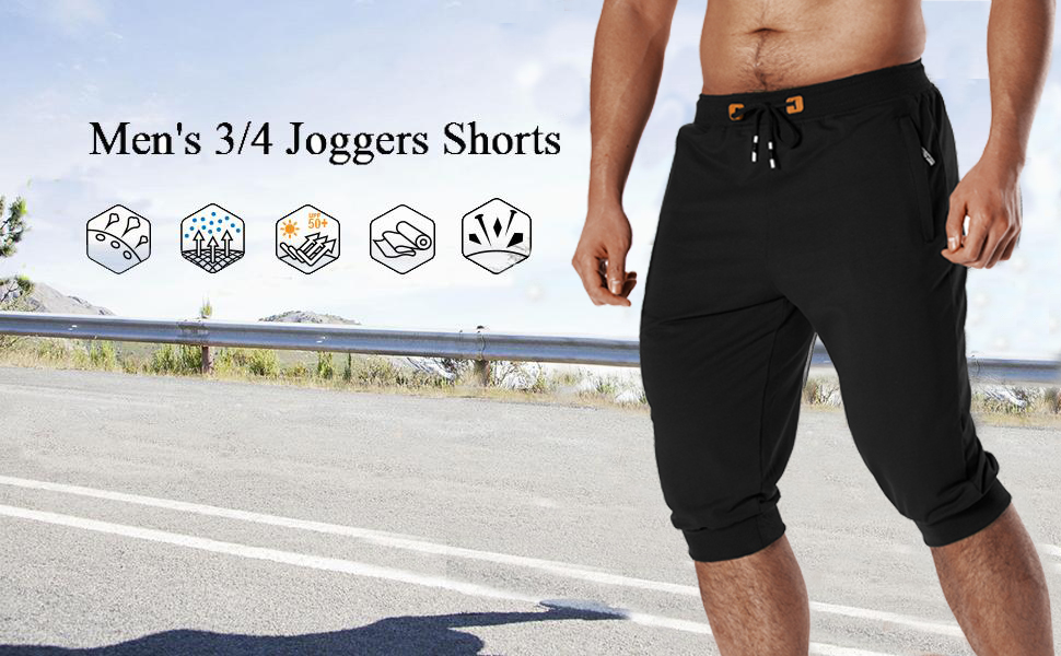 Men's Joggers Casual Sweatpants with Pockets Gym Workout Running Shorts